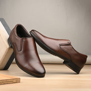 Men Premium Leather Brown Slip-On Formal Shoes (Fortuner-45-Brown)