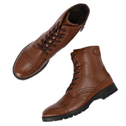 Men Premium Leather Hi Ankle Zipper Boot (V-Rockstar-99-Mocca)