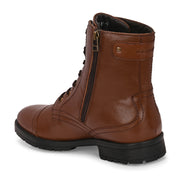 Men Premium Leather Hi Ankle Zipper Boot (V-Rockstar-99-Mocca)