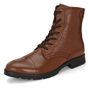 Men Premium Leather Hi Ankle Zipper Boot (V-Rockstar-99-Mocca)