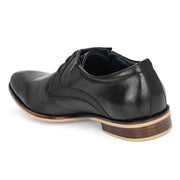 Men Premium Leather Black Lace-Up Formal Derby Shoes (Reform-68-Black)