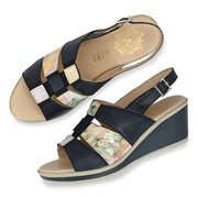 Women Premium Leather Blue Sandals (W-HR-Reno-51-Blue)