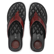 Men Premium Leather Bordo/Black Casual V-Strap Slipper (Turner-11-ST-Bordo-Black)