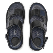 Men Premium Leather Black/Navy Casual Sandal (Challenge-66-Black-Navy)