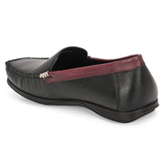 Men Premium Leather Black Slip On Loafer (V-Class-31-Black)