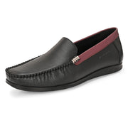 Men Premium Leather Black Slip On Loafer (V-Class-31-Black)
