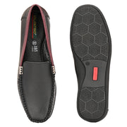 Men Premium Leather Black Slip On Loafer (V-Class-31-Black)