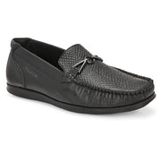 Men Premium Leather Black Slip On Loafer (V-Class-41-Black)