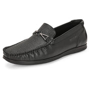 Men Premium Leather Black Slip On Loafer (V-Class-41-Black)