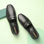 Men Premium Leather Black Slip On Loafer (V-Class-11-Black)