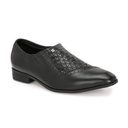 Men Premium Leather Black Slip-On Formal Shoes (V-Roman-05-Black)