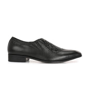Men Premium Leather Black Slip-On Formal Shoes (V-Roman-05-Black)