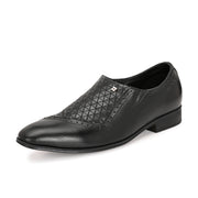 Men Premium Leather Black Slip-On Formal Shoes (V-Roman-05-Black)