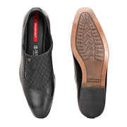 Men Premium Leather Black Slip-On Formal Shoes (V-Roman-05-Black)