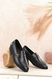 Men Premium Leather Black Slip-On Formal Shoes (Indigo-06-Black)