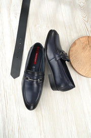 Men Premium Leather Blue Slip-On Formal Shoes (Indigo-10-Blue)