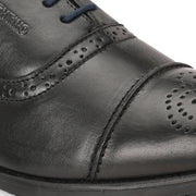 Men Premium Leather Black Lace-Up Formal Derby Shoes (Cosmo-65-Black)
