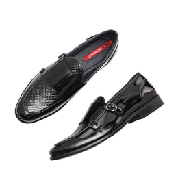 Men Premium Leather Black Monk Strap Partywear Shoes (Update-76-Black)