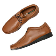 Men Premium Leather Cognac Casual Derby Shoes (Churchil-50-Cognac)