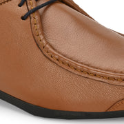 Men Premium Leather Cognac Casual Derby Shoes (Churchil-50-Cognac)