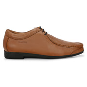 Men Premium Leather Cognac Casual Derby Shoes (Churchil-50-Cognac)
