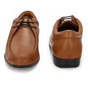 Men Premium Leather Cognac Casual Derby Shoes (Churchil-50-Cognac)