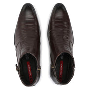 Men Premium Leather Brown Formal Ankle Zipper Boot (Pride-80-Brown)