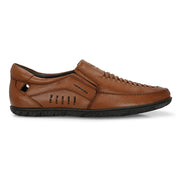 Men Premium Leather Tan Slip-On Formal Shoes (CityWalker-40-Tan)
