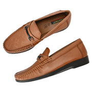 Men Premium Leather Cognac Casual Slip On Shoe (Churchil-02-Cognac)