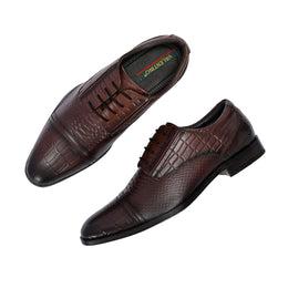 Men Premium Leather Brown Lace-Up Formal Derby Shoes (Winston-60-Brown)