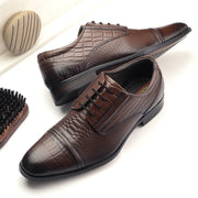 Men Premium Leather Brown Lace-Up Formal Derby Shoes (Winston-60-Brown)