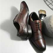 Men Premium Leather Brown Lace-Up Formal Derby Shoes (Winston-60-Brown)