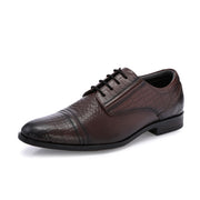 Men Premium Leather Brown Lace-Up Formal Derby Shoes (Winston-60-Brown)