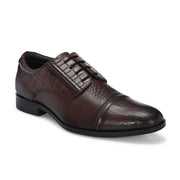 Men Premium Leather Brown Lace-Up Formal Derby Shoes (Winston-60-Brown)