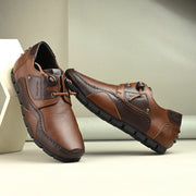 Men Premium Leather Casual Derby Shoes (Creative-55-Tan-Brown)