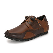 Men Premium Leather Casual Derby Shoes (Creative-55-Tan-Brown)