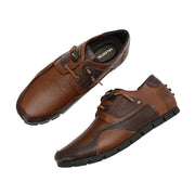 Men Premium Leather Casual Derby Shoes (Creative-55-Tan-Brown)