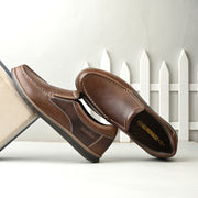 Men Premium Leather Tan Slip On Casual Shoe (Fascinate-02-Tan)
