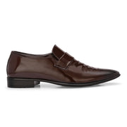 West Port Men Synthetic Patent Slip-On Party Wear Shoes (M-BT-03-Brown)