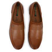 Men Premium Leather Tan Slip-On Formal Shoes (Massage-21-Tan)