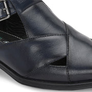 Men Premium Leather Navy Casual Sandals (NewTop-80-Navy)