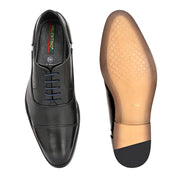 Men Premium Leather Black Lace Up Formal Oxford Shoes (Winston-65-Black)