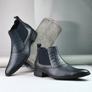 Men Premium Leather Blue Formal Chelsea Boot (Pride-85-Blue)