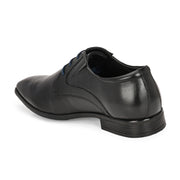 Men Premium Leather Black Lace-Up Formal Derby Shoes (Victor-58-Black)