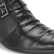 Men Premium Leather Black Formal Ankle Side Zipper Boot (Pride-75-Black)