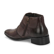 Men Premium Leather Brown Side Zipper Formal Ankle Boot (Pride-75-Brown)
