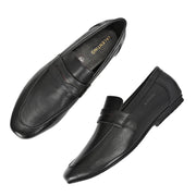 Men Premium Leather Slip On Shoes (WalkFree-01-Black)