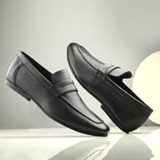 Men Premium Leather Slip On Shoes (WalkFree-01-Black)