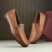 Men Premium Leather Tan Slip On Loafer (Italiano-01-Tan)