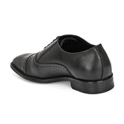 Men Premium Leather Black Lace-Up Formal Derby Shoes (Saint-66-Black)